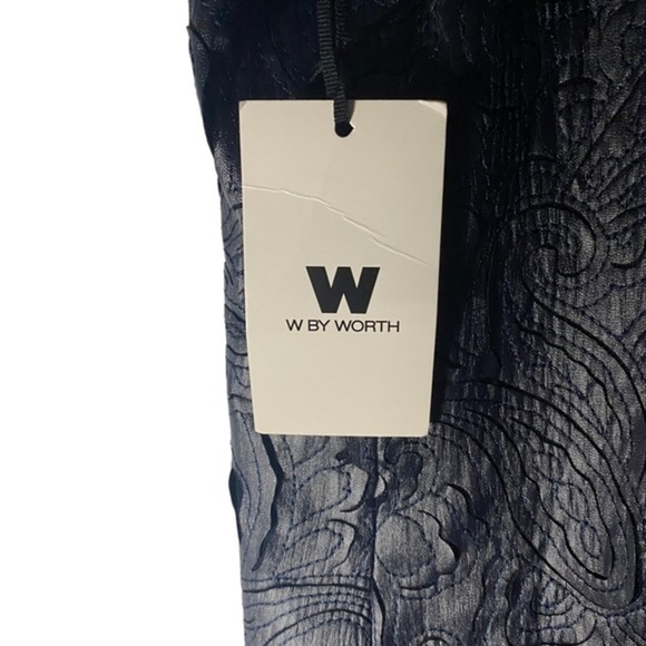 NWT $289 W by Worth Metallic Navy Paisley Halter Dress - Size 8 - Picture 11 of 11